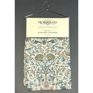 William Morris & Co. Window Curtains Panels Lodden Set Pair 50 X 96” Blue Drapes